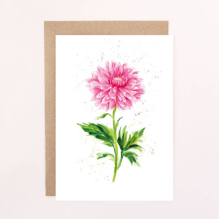 Everyday Card, Chrysanthemum Illustration, Blank Inside for wholesale by Felicity Designs