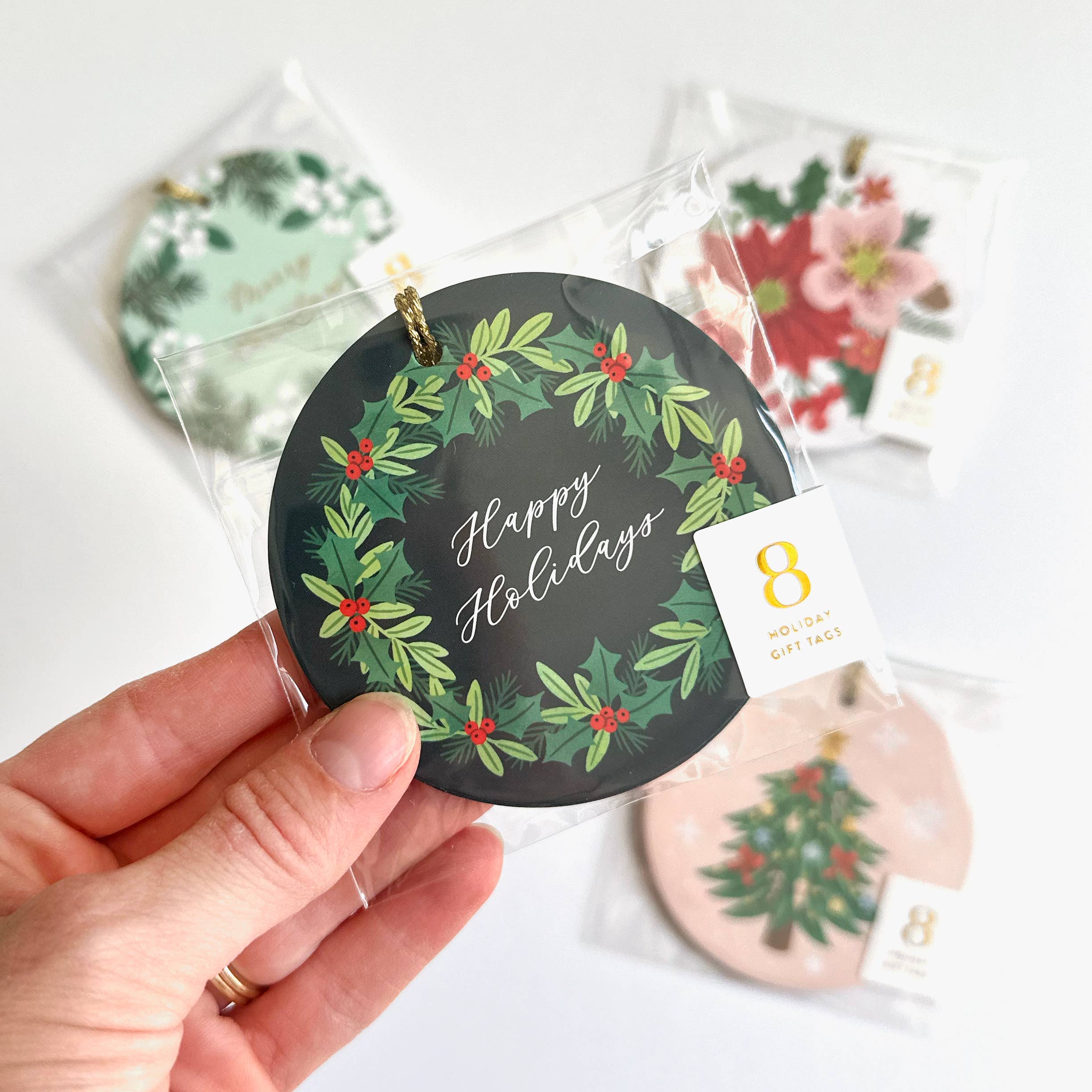 Linden Paper Co. - Wholesale Gift Tag - Christmas Wreath Gift Tags | Set of 82