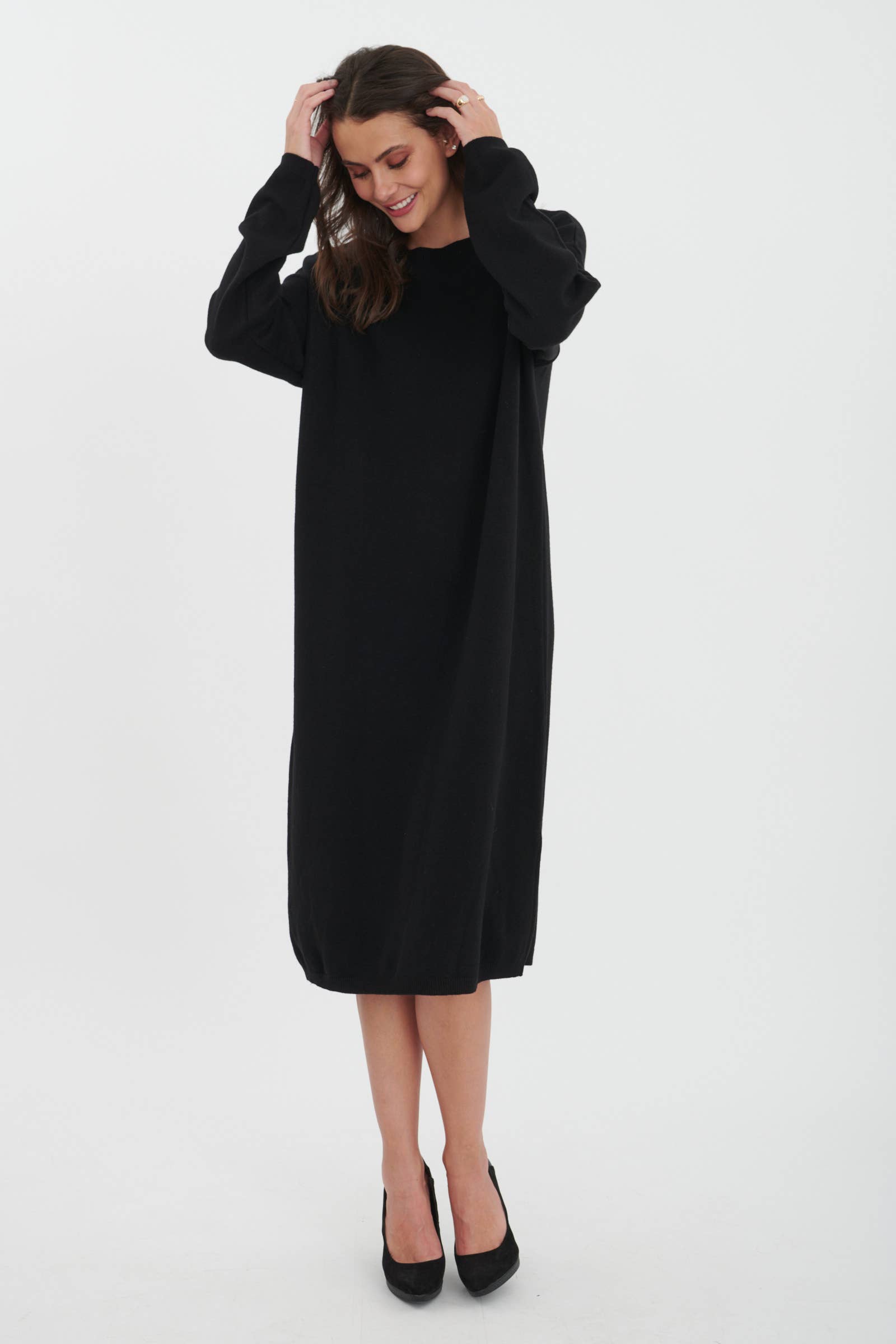 ORNELLA PARIS - Wholesale Dress - Women's - LEL-R22271 plain long sweater dress10