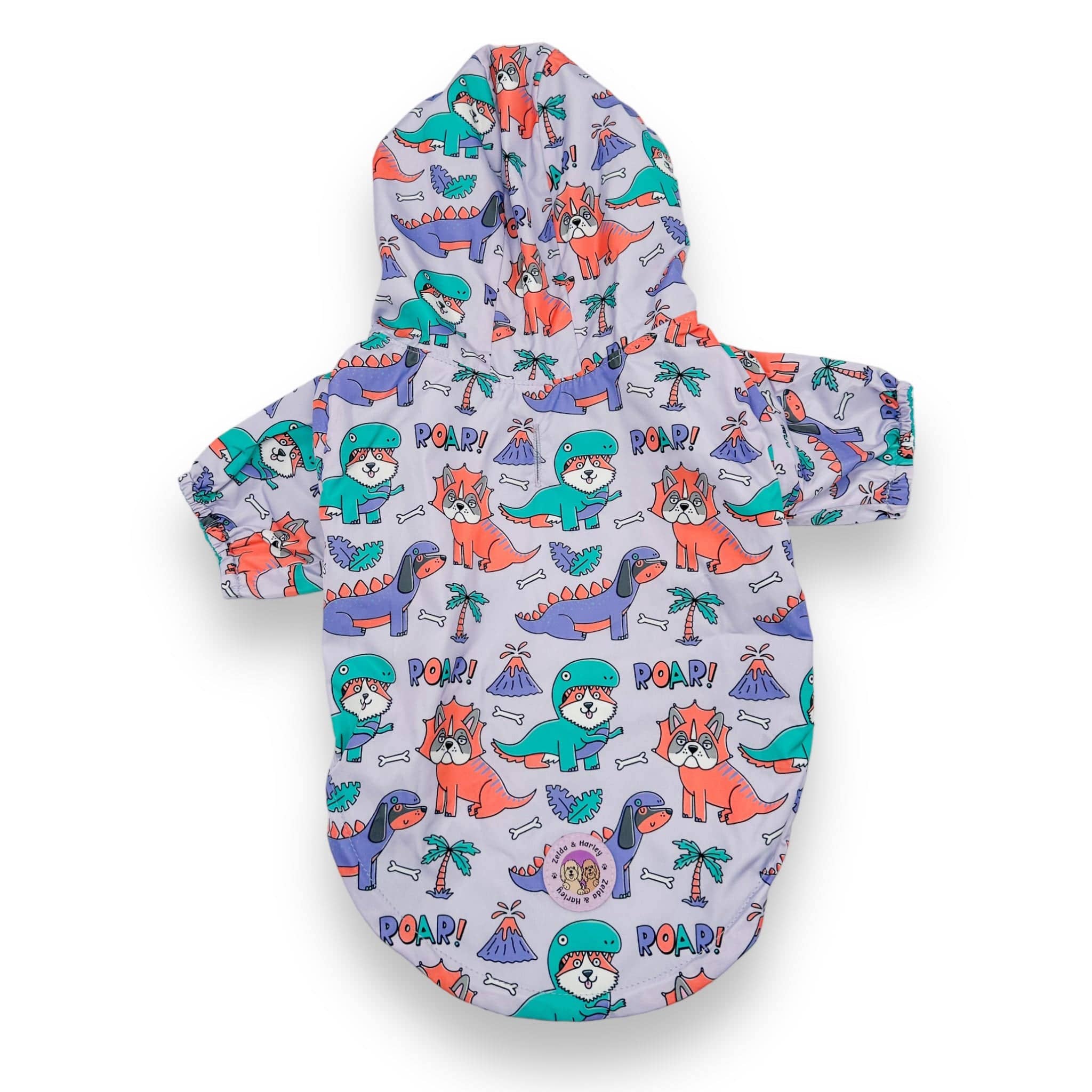 Zelda & Harley – wholesale Pet raincoat – Dog – Doggosaurus Rex Reversible Raincoat2