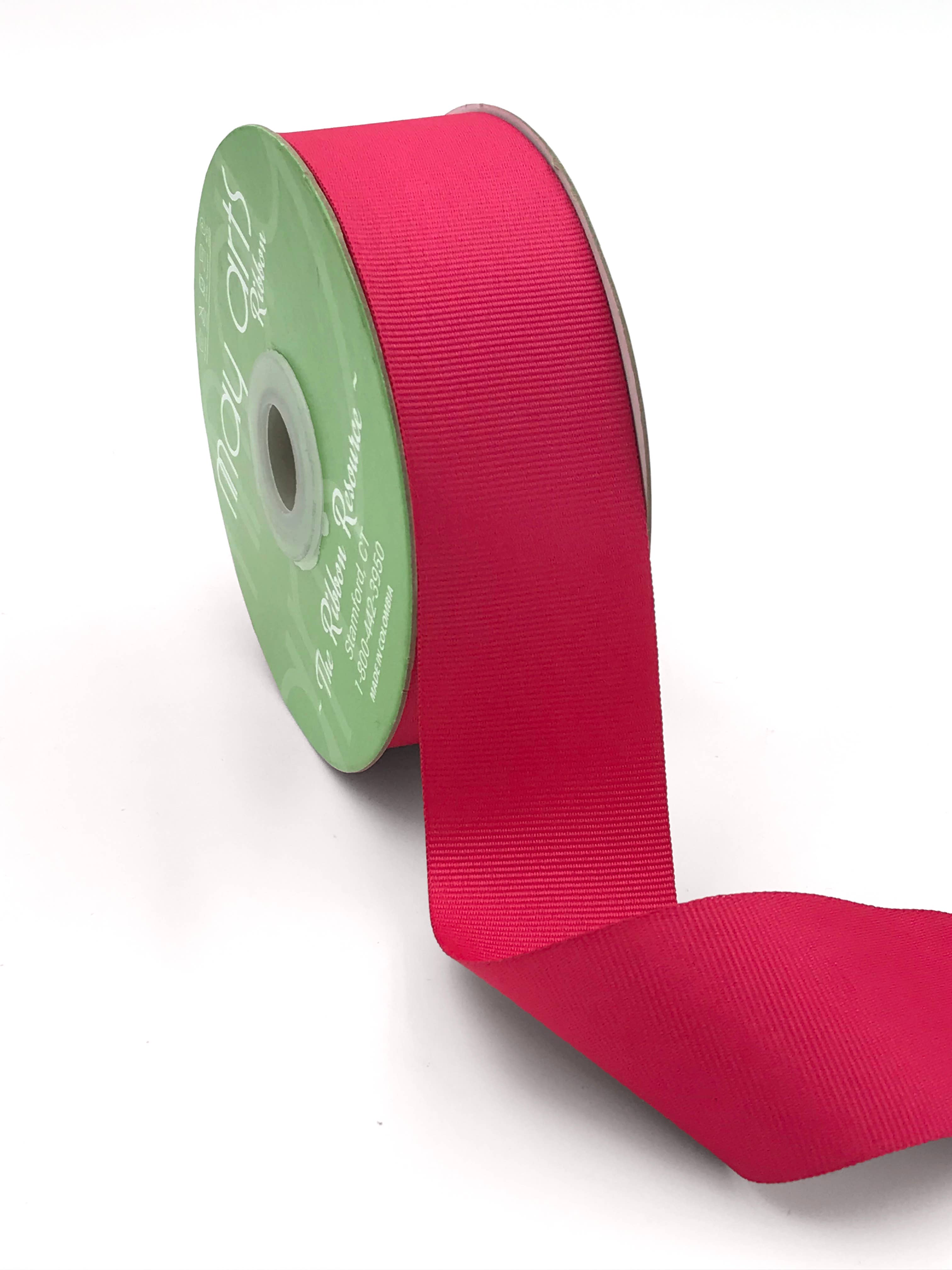 May Arts Ribbon - Wholesale Ribbon – Gift wrapping - 1.5" Fuchsia Pink Woven Grosgrain Ribbon0
