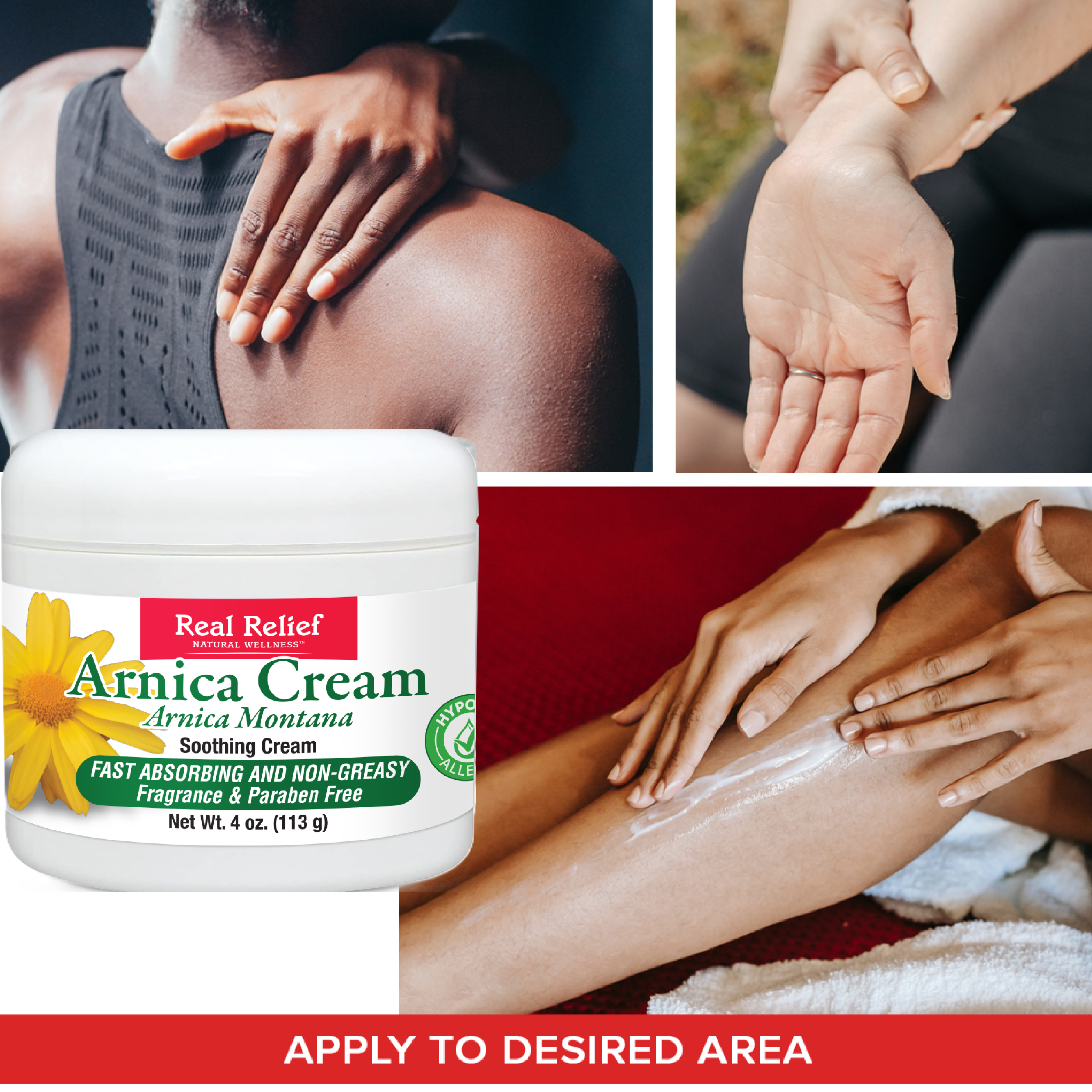 homeolab International Inc - Wholesale Healing Salve/Balm/Cream - Real Relief Arnica Cream for Pain Relief 4 oz 6