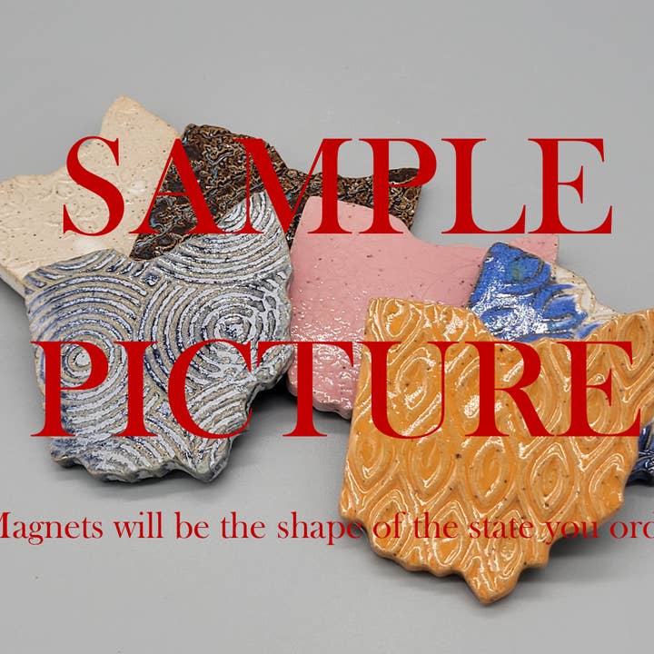 White Squirrel Clayworks - Wholesale Magnet - Asst. Colors- Iowa State Shaped Handmade Ceramic Magnets