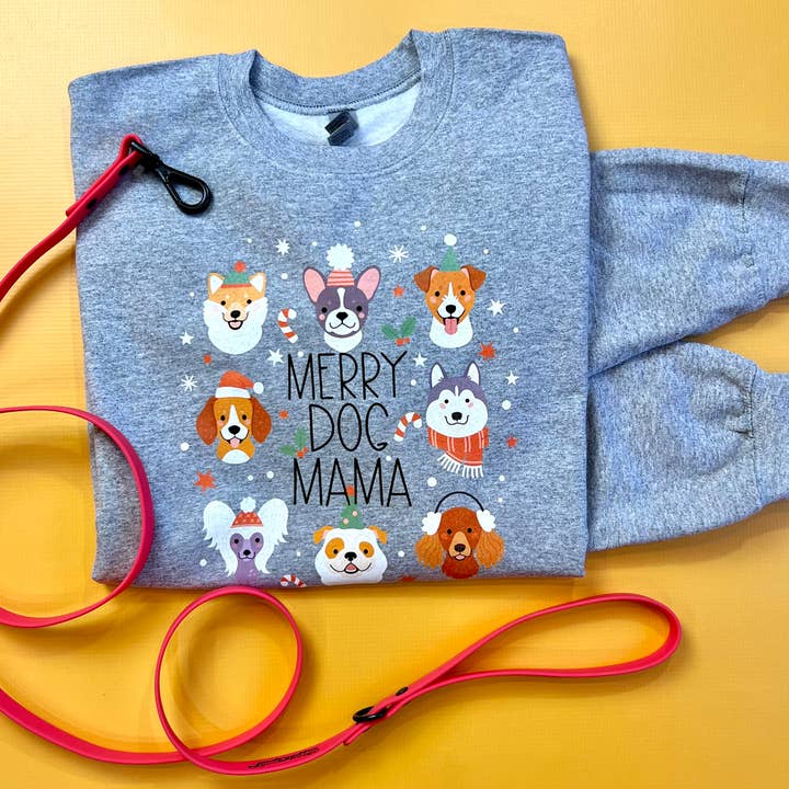 Merry Dog Mama Sweatshirt | Dog Mom Sweatshirt for wholesale by The Dapper Paw
