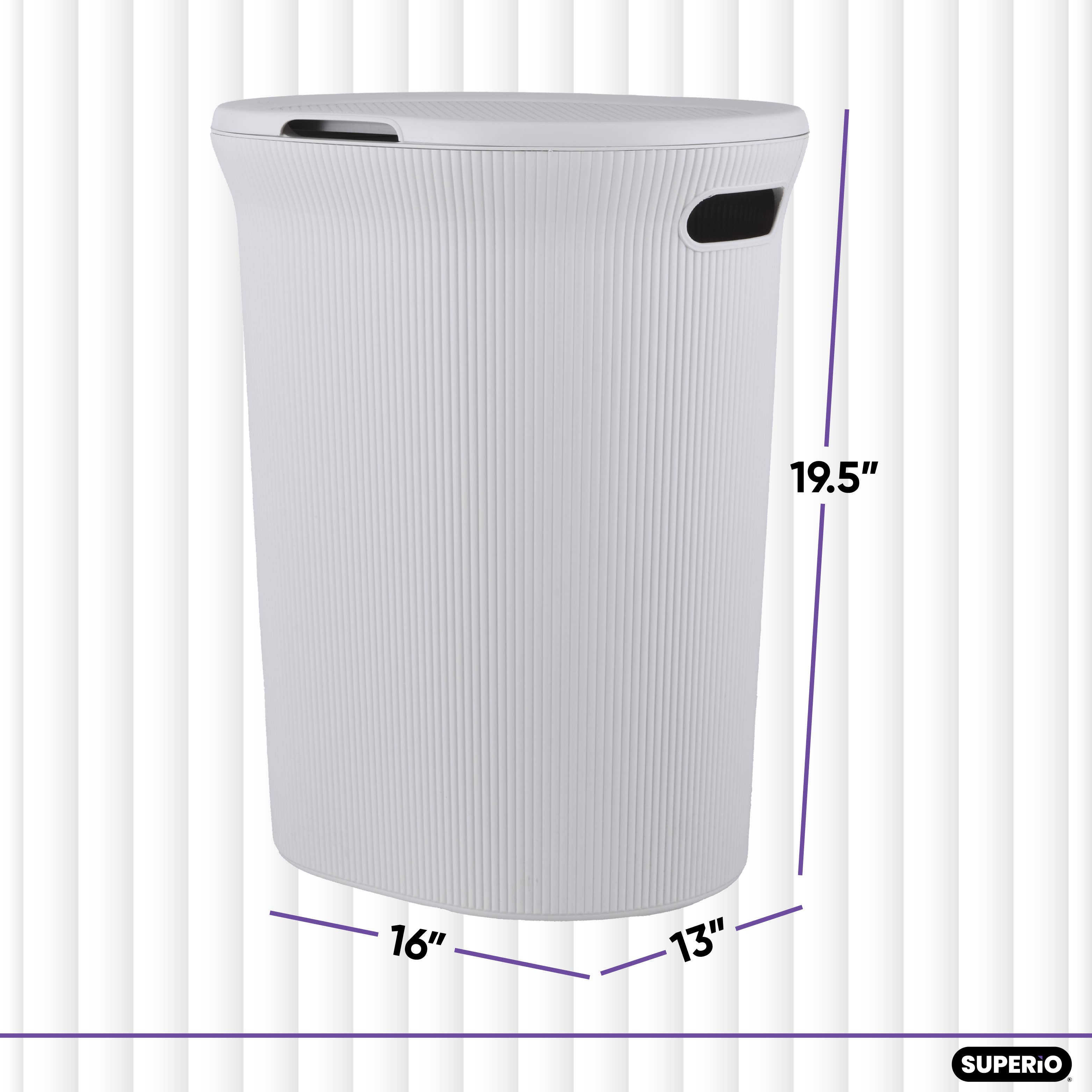 Superio Brand - Wholesale Laundry Hamper - Ribbed Collection Laundry Hamper 40 Liter with Lid & Handles9