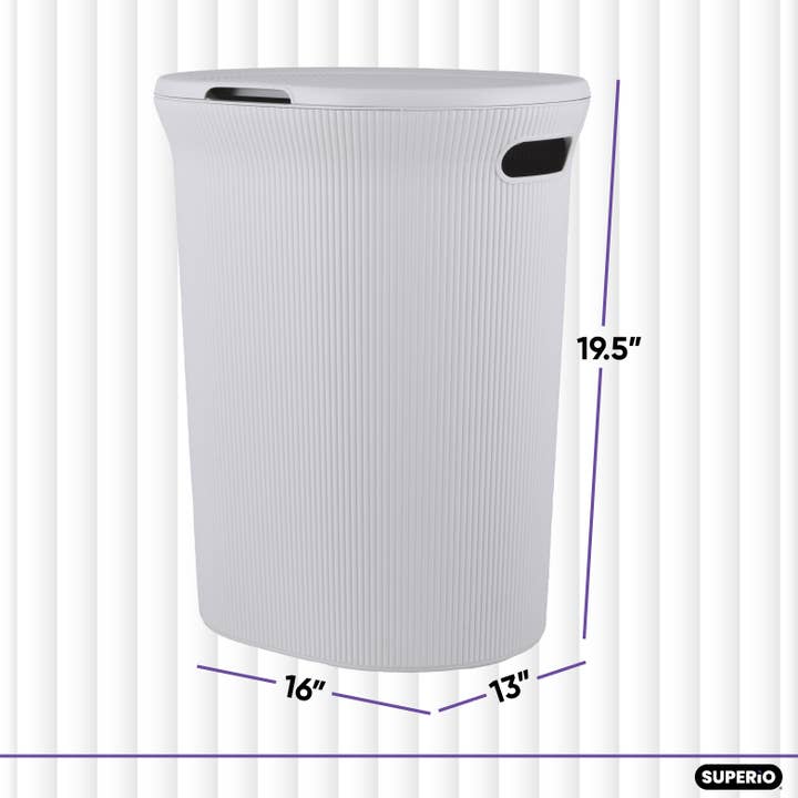 Superio Brand - Wholesale Laundry Hamper - Ribbed Collection Laundry Hamper 40 Liter with Lid & Handles9
