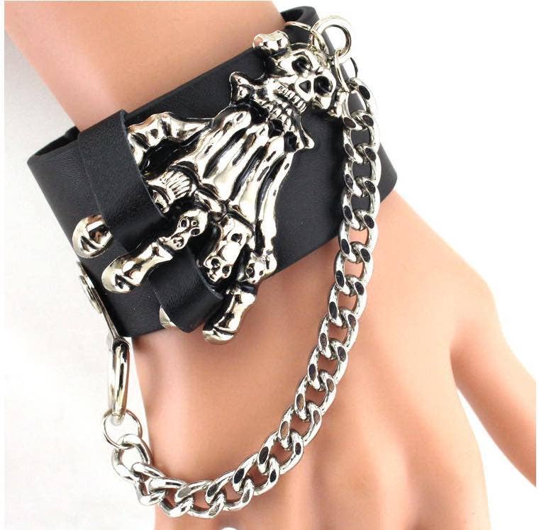 KBW Global Corp. - Wholesale Cuff Bracelet - Skeleton Hand Chain Cuff