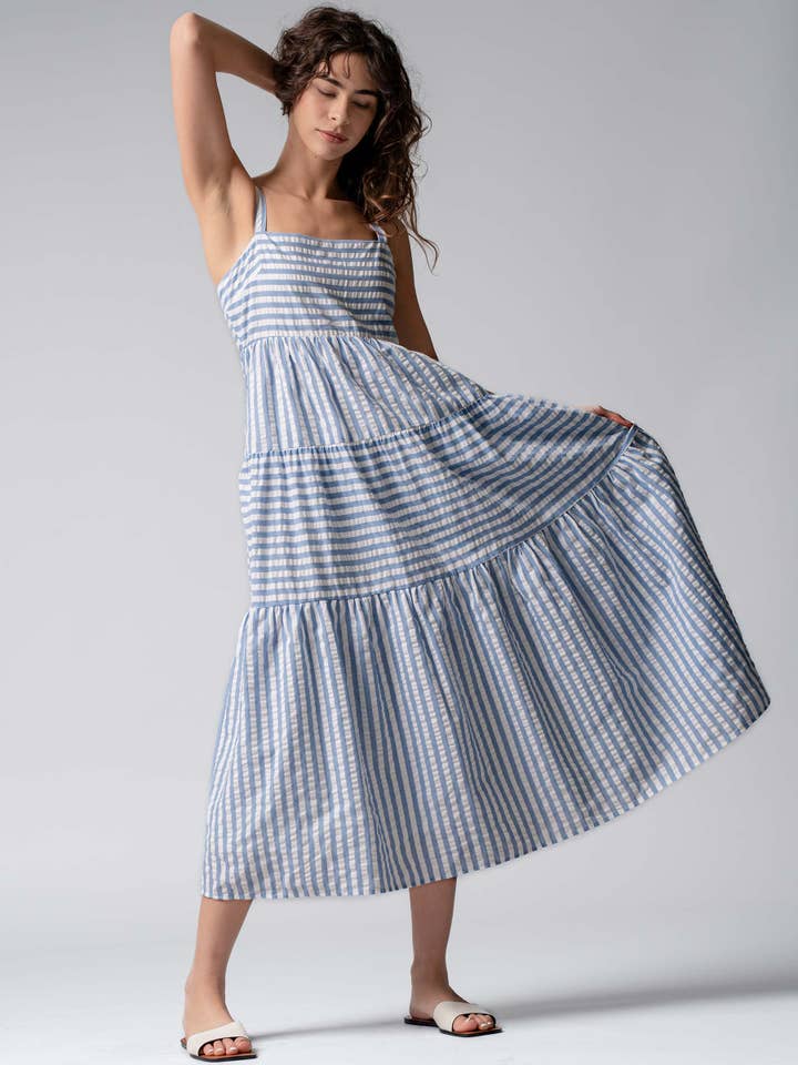 Urban Daizy - Wholesale Dress - Women's - Striped Tiered Maxi Sundress
