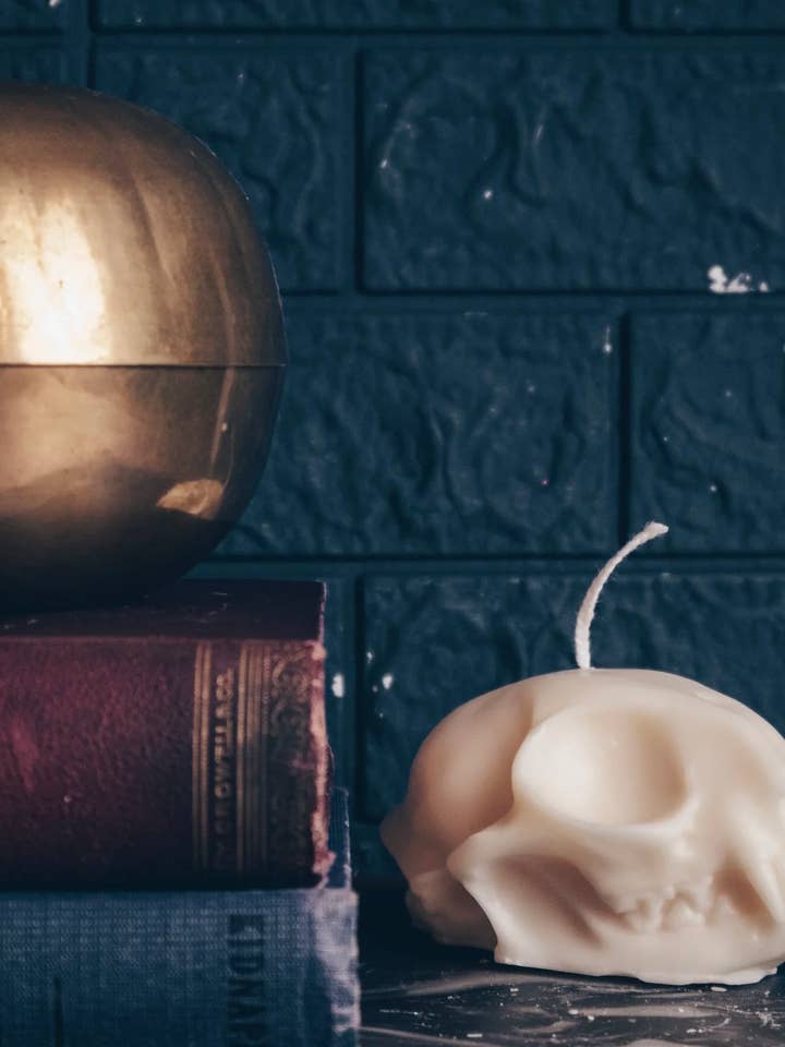 CAT SKULL CANDLE | PILLAR for wholesale by A Pleasant Thought