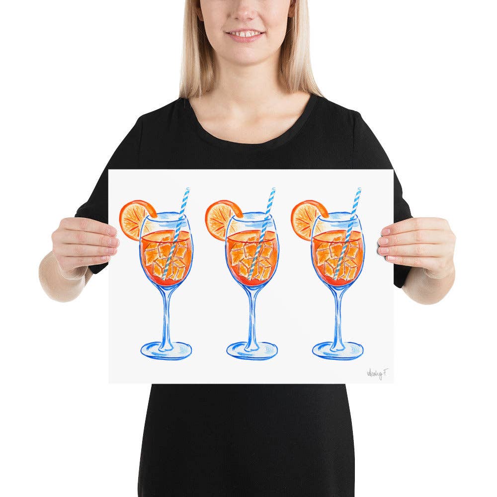 Shop Art by Audrey - Wholesale Art Print - Print | Aperol Spritz Trio Watercolor Painting | Various Sizes9