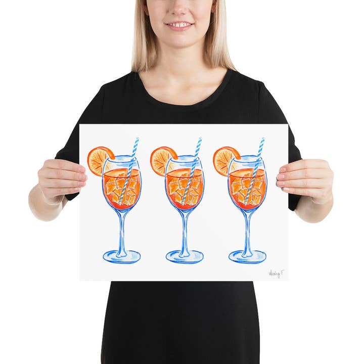Shop Art by Audrey - Wholesale Art Print - Print | Aperol Spritz Trio Watercolor Painting | Various Sizes9