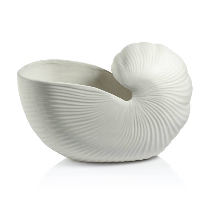 Marine Stoneware Nautilus Shell Vase for wholesale by Zodax