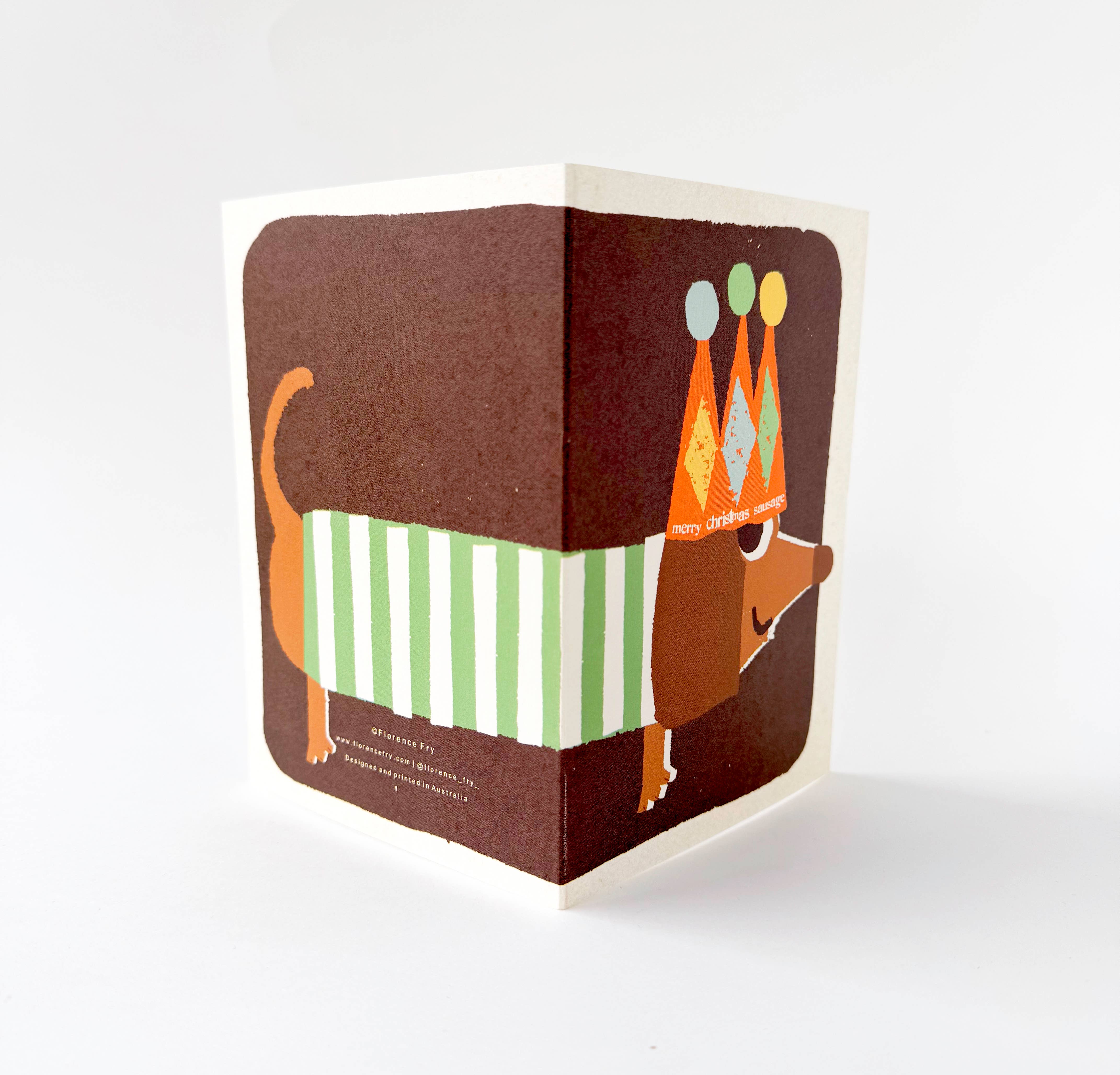 Florence Fry - Wholesale Christmas Card - Merry Christmas Sausage1
