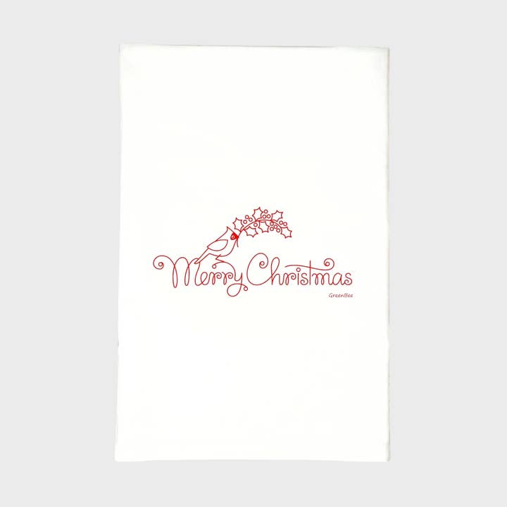 Christmas Cardinal Dish Towel | Tea Towels | Kitchen Towel for wholesale by Green Bee Tea Towels