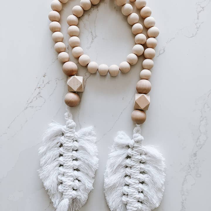 Macrame Feather Bead Garland for wholesale by sonder & wolf