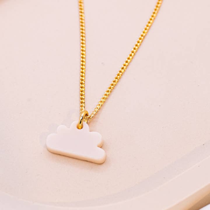 White cloud acrylic cloud necklace - 18k gold plated for wholesale by Tilda&Theo