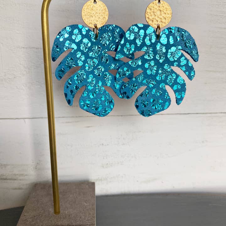 The Supply Society - Wholesale Dangle Earrings - Monstera Leaf Leather Hook Earrings16