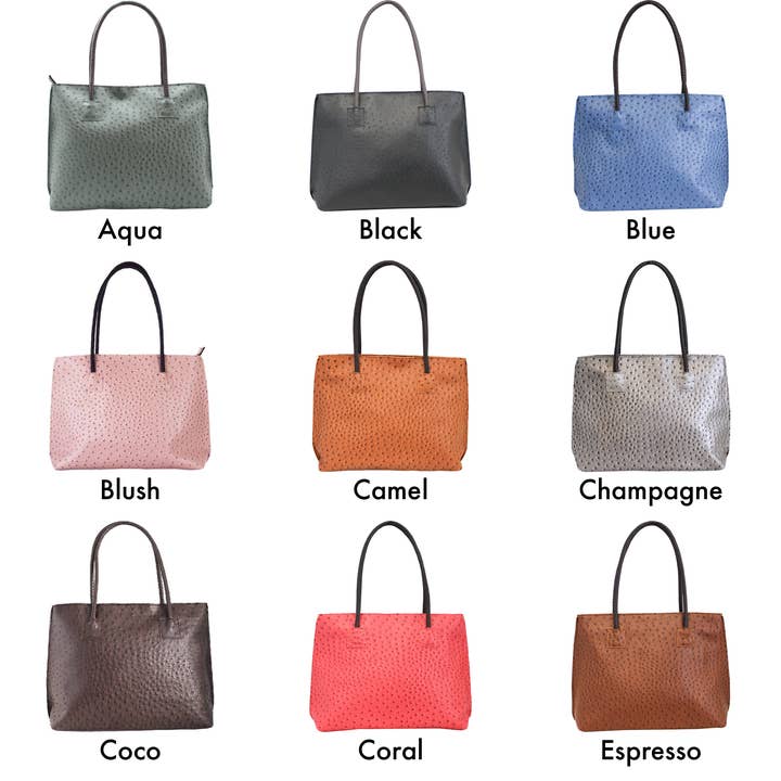 22 Tote - Wholesale Tote Bag - Women's - Lightweight Ostrich Zippered Tote Bag25