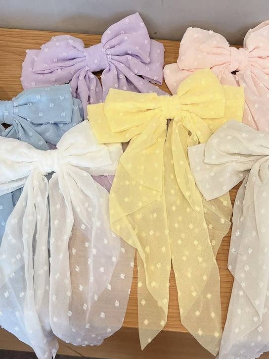 Swiss dot hair bow for wholesale by Miss Sparkling