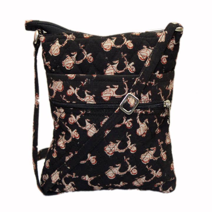 GreenJute "Walker" Crossbody Bag - Bikes Black (KK1112) for wholesale by White Lotus Fashions