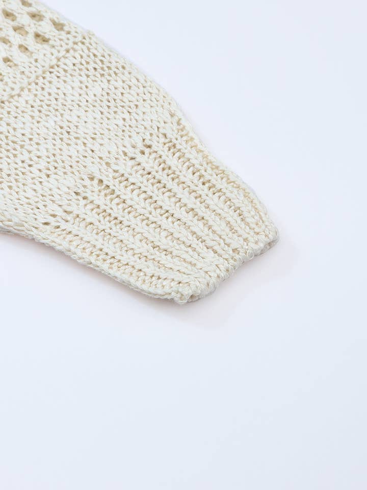 Apricot Casual Hollowed Knit Dolman Sleeve Cardigan for wholesale on Faire7