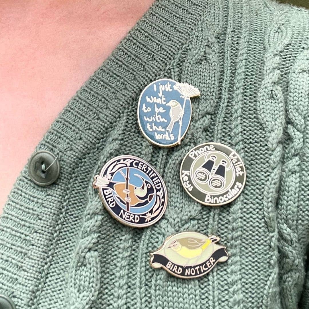 Bridget Farmer Printmaker - Wholesale Lapel pin/button - Certified Bird Nerd - Enamel Pin7