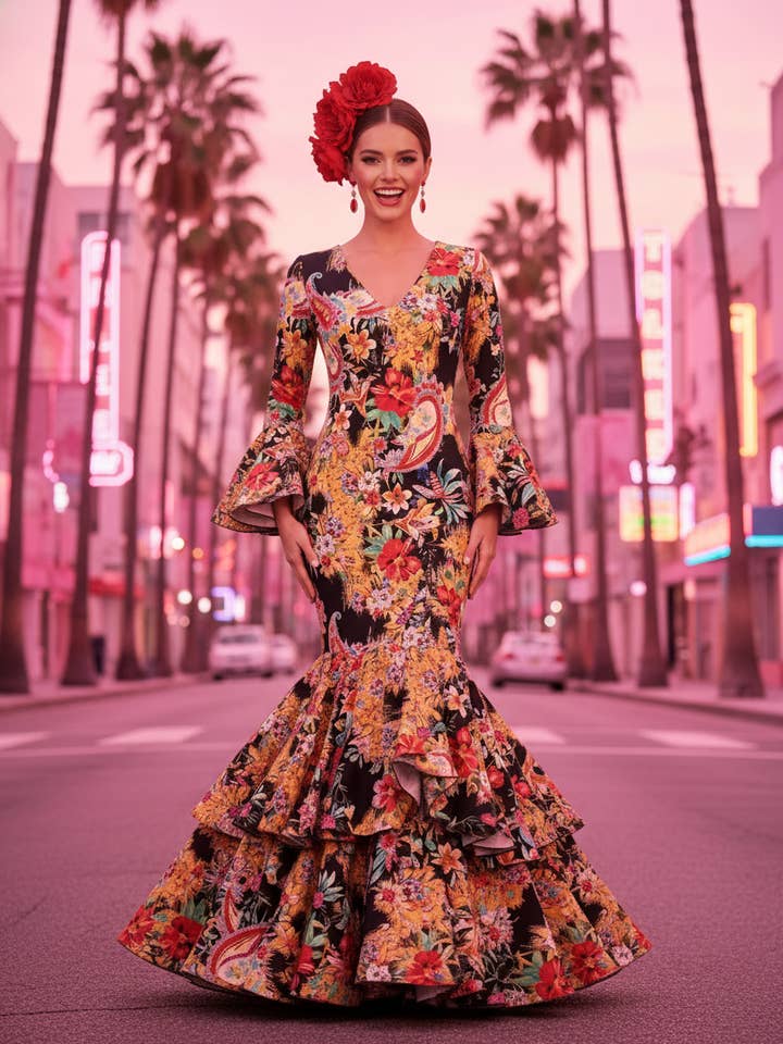 BLACK FLAMENCA DRESS EMMA WU DESIGN X FLAMENCA E0491 for wholesale by EMMA WU DESIGN