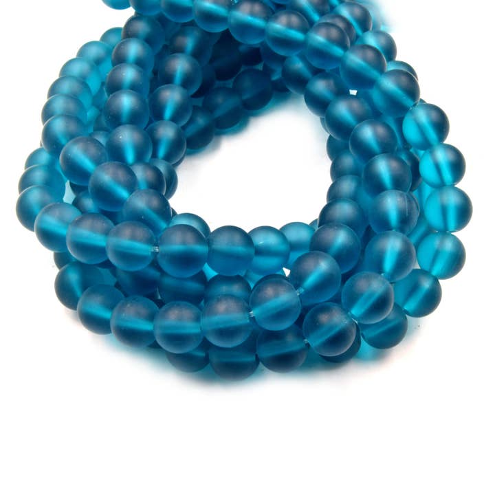 Only Beads – wholesale Beads – Indian Glass Beads | 10mm Matte Round Shaped Indian Beach Glass Beads | Purple Blue Green Available