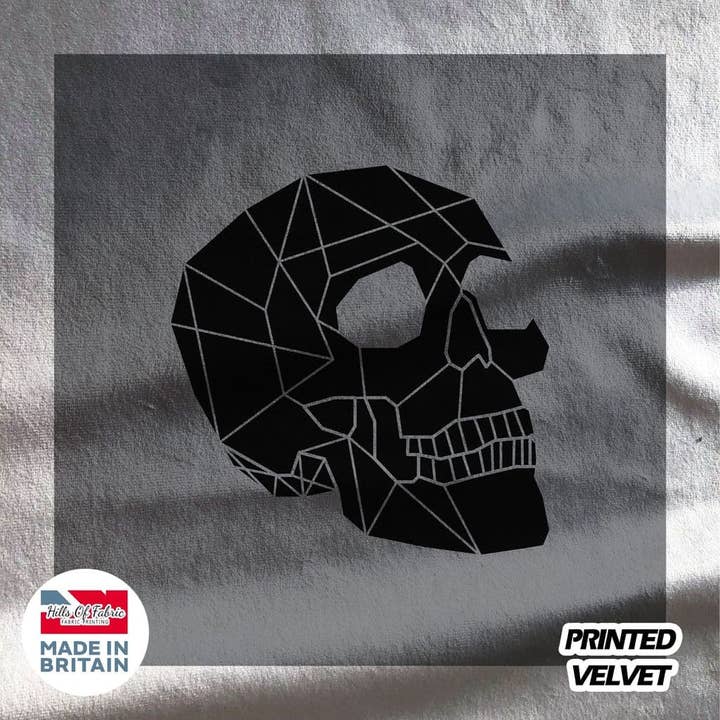 Skull head Geometrical Printed Fabric Panel for wholesale by Hills Of Fabric
