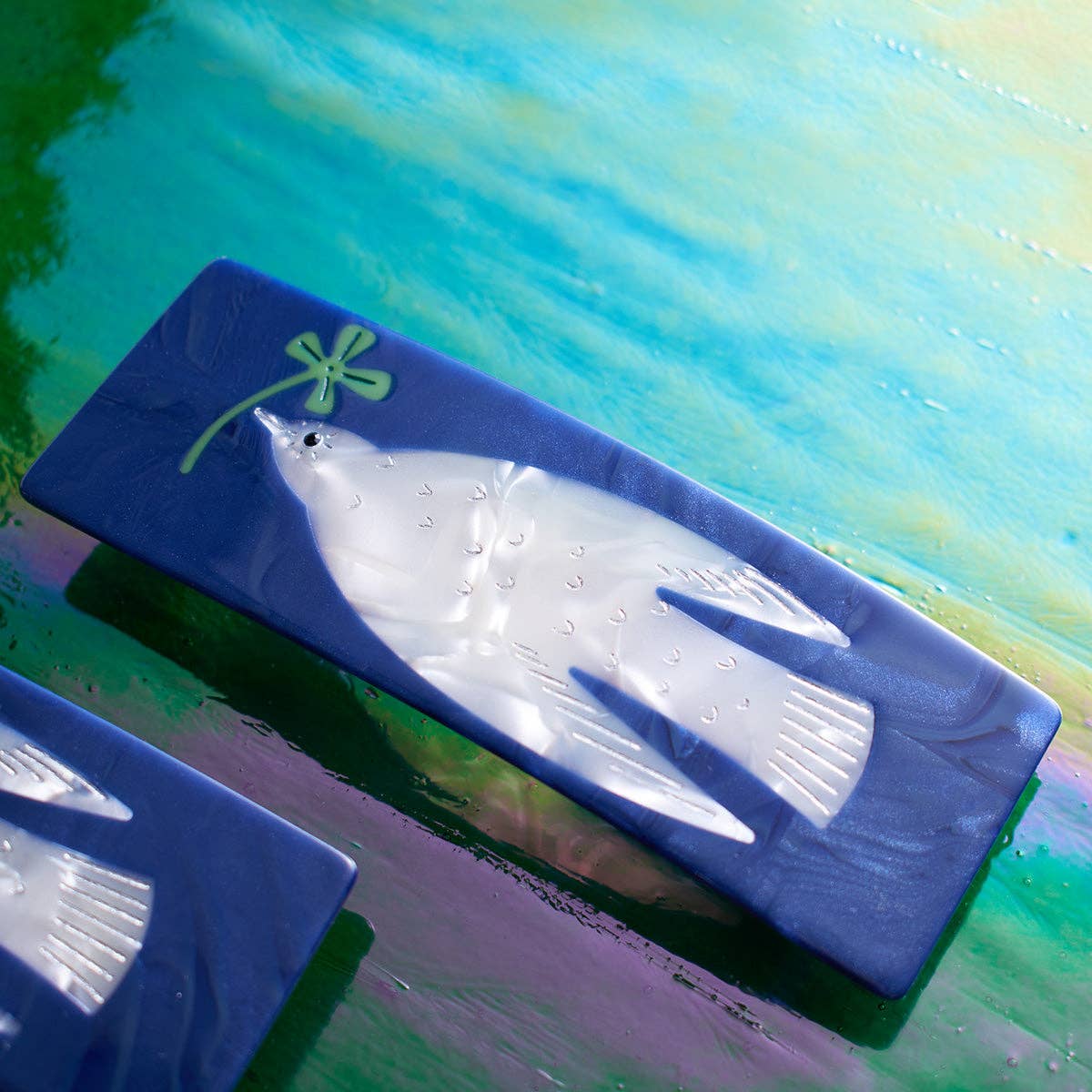 WINONA IRENE - Vendita all'ingrosso Fermaglio per capelli - Donna - Fermaglio francese in acetato con tortora bianca con quadrifoglio1