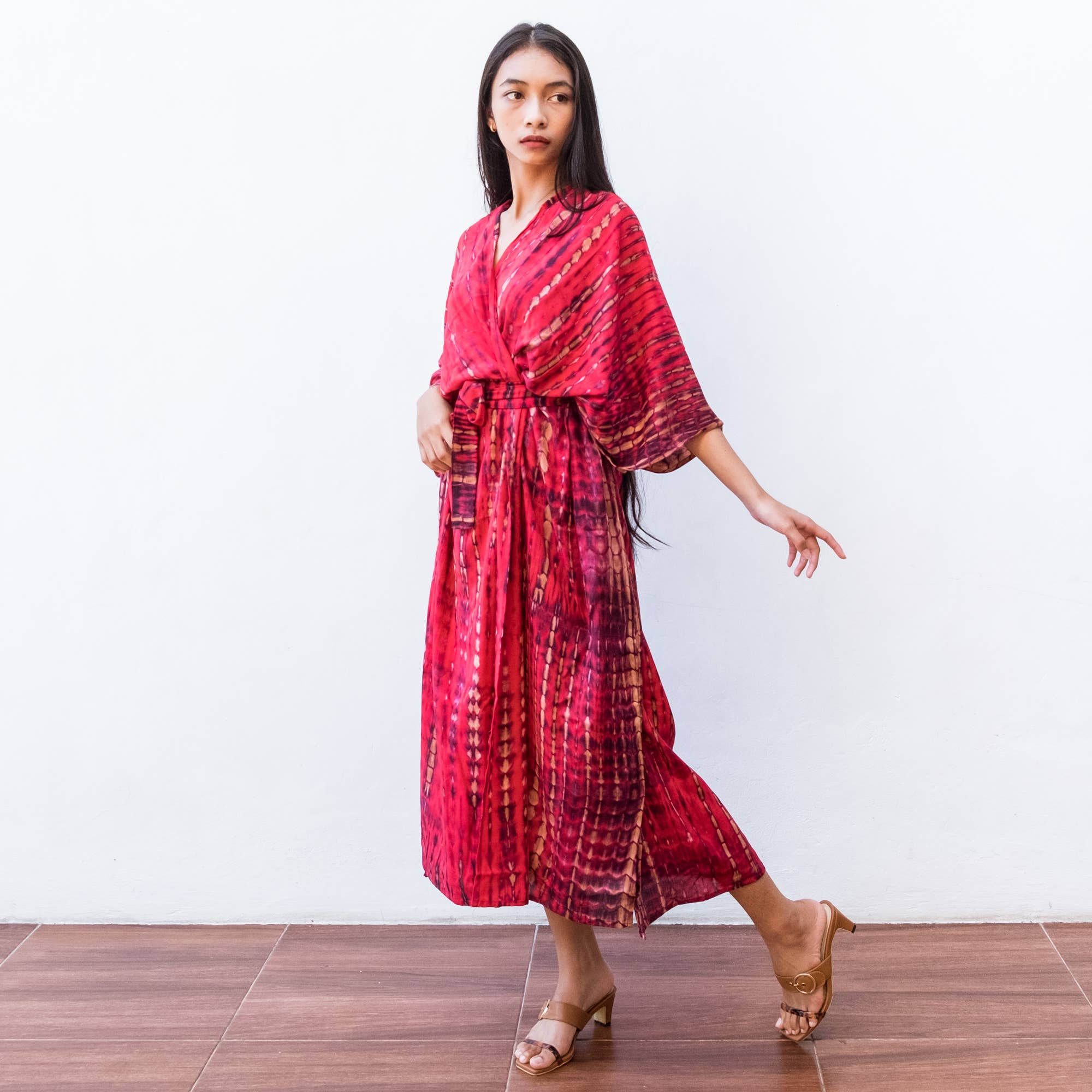 Bali Harvest - Wholesale Swim Cover Up - Women's - Tie Dye Kimono Cover Up (Red) - Bikini Beach Robe Sun Dress3