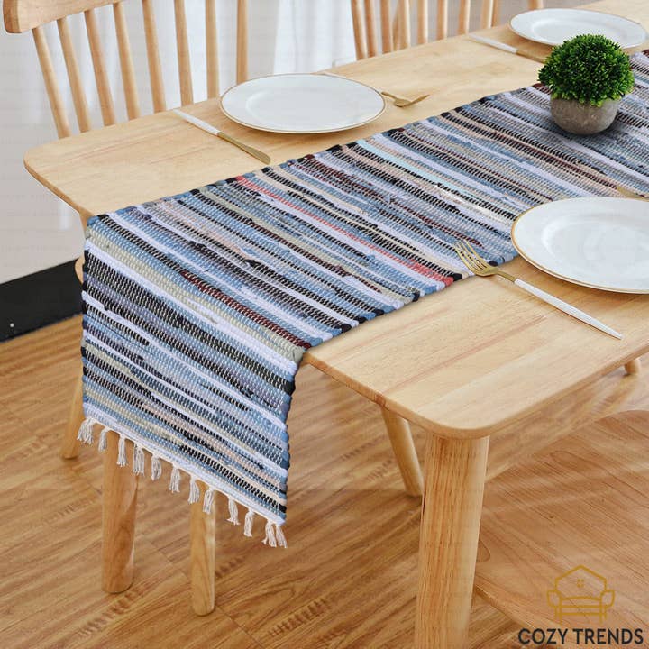 COZY HOMES COLLECTION - Wholesale Table Runner - Handmade Woven Cotton Tabletop Runner Washable 15''x72''