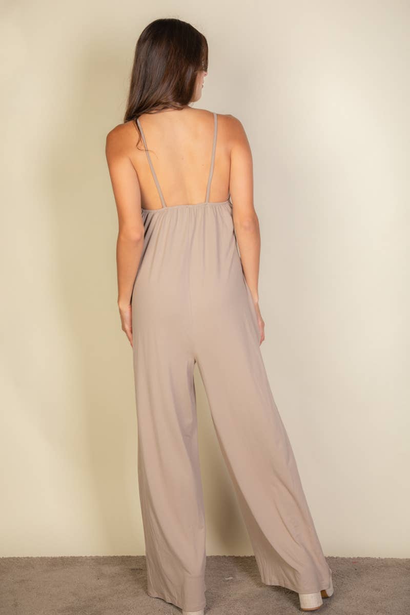CAPELLA APPAREL - Wholesale Jumpsuit - Women's - Spaghetti strap solid wide jumpsuit7