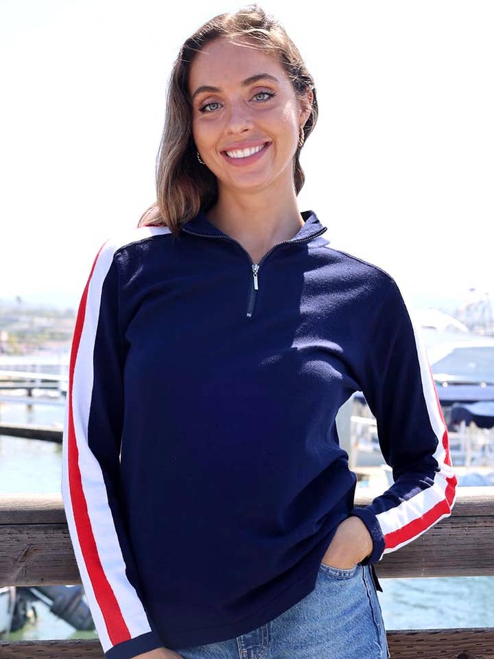 American Flag ¼ Zip for wholesale by Newport Knits