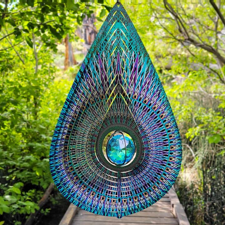 Spinfinity Designs - Wholesale Wind Spinner - Crystal Cosmic Teardrop - Large Wind Spinner