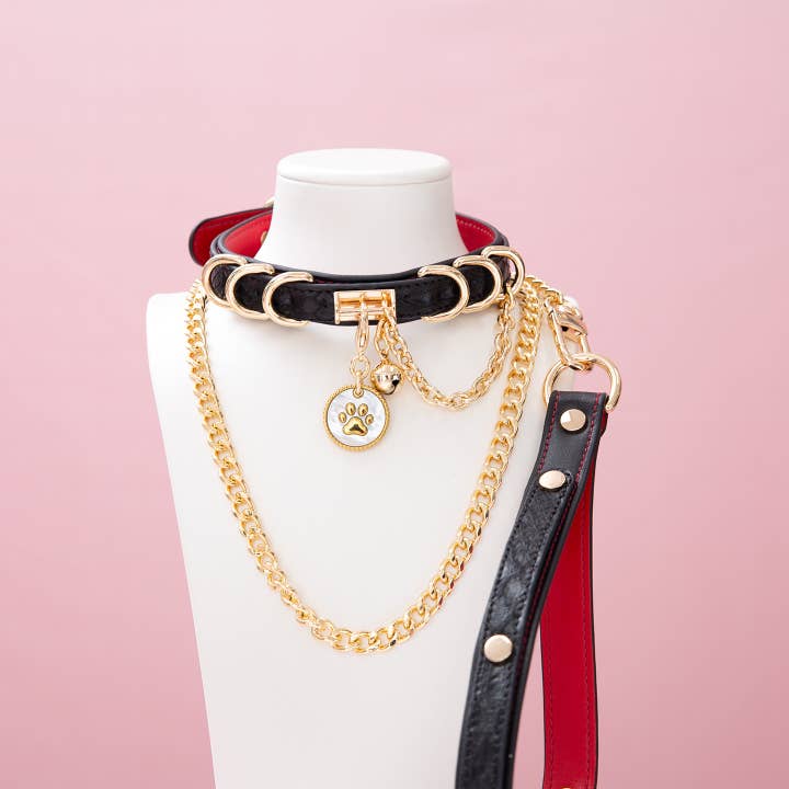 Sort og Guld "Rosie" Halsbånd og Snor Sæt for engroshandel hos 8th Sin