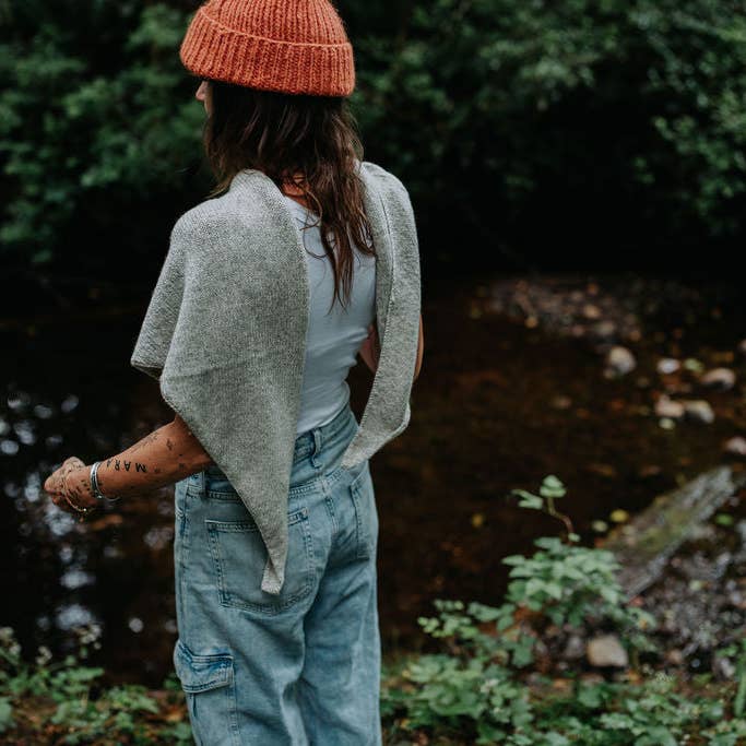 Happy French Gang - Wholesale Wrap - Women's - Hand-loomed Silver Laurette Shawl, Undyed Alpaca7