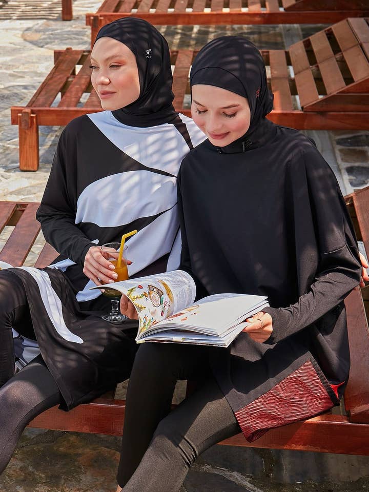 Lycra Navy Burkini Modest Swimwear M2323 por atacado de Marina Swimwear