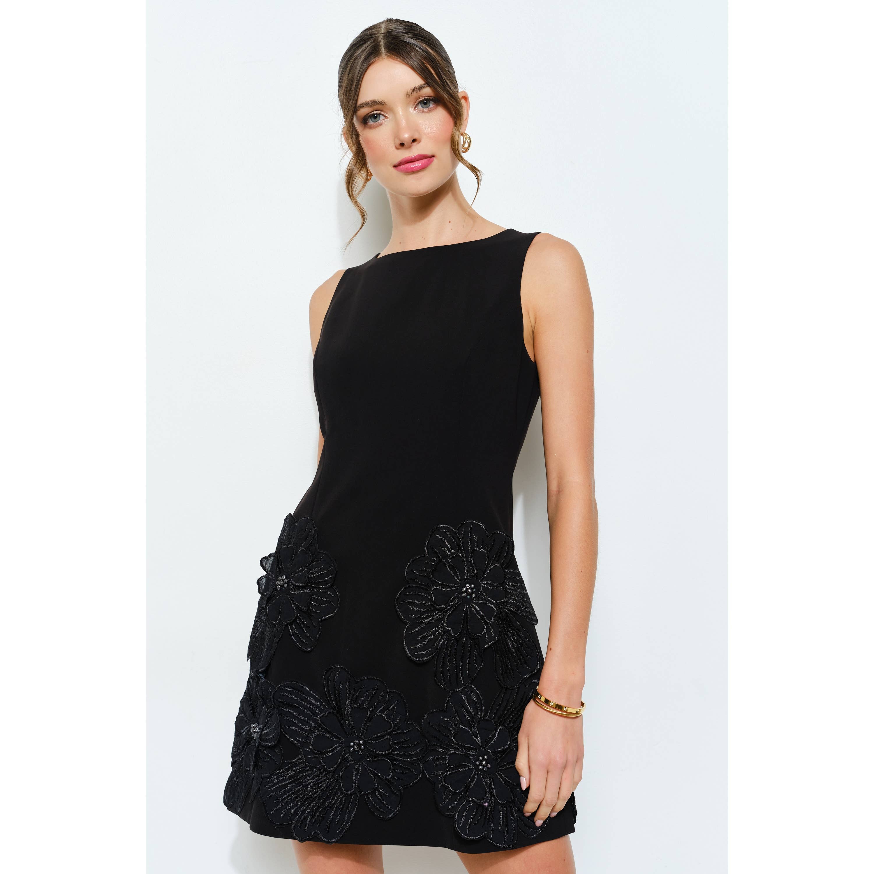 INA - Wholesale Dress - Women's - Floral Applique Sleeveless Mini Dress0