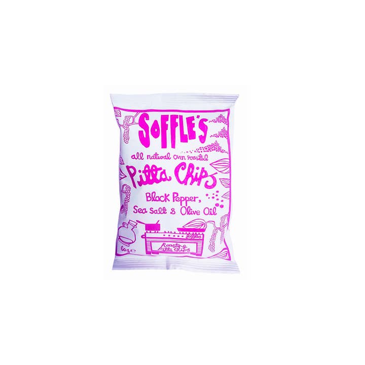 Soffle's Pitta Chips – wholesale Crisps – Black Pepper, Sea Salt, & Olive Oil Pitta Chips (15 x60g)