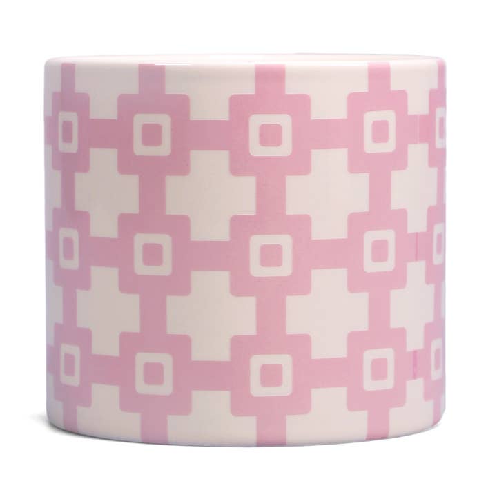 Plant Pot Ceramic (11x11cm) - Tiles (geo pink) for wholesale by Half Moon Bay