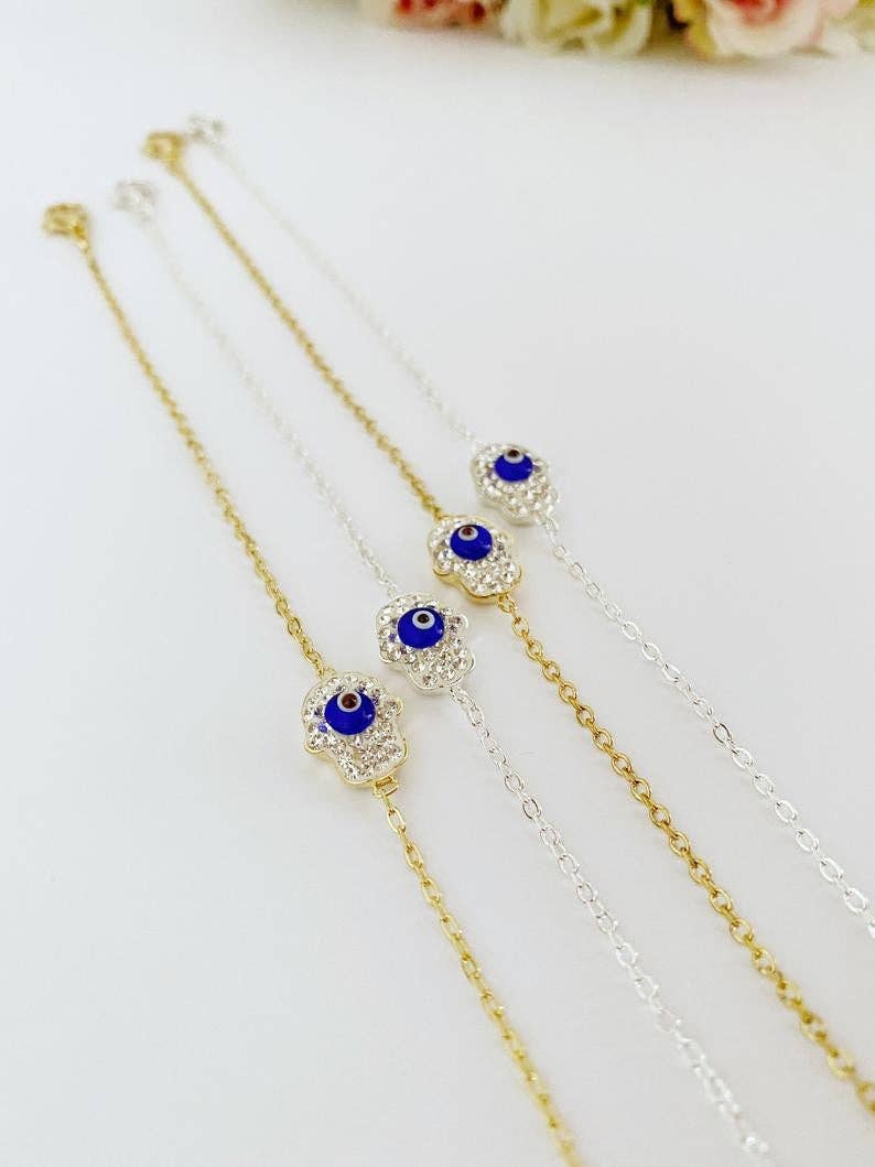 Evileyefavor - Wholesale Charm/Dangle Bracelet - Hamsa Hand and Evil Eye Gold Silver Link Chain Bracelet1