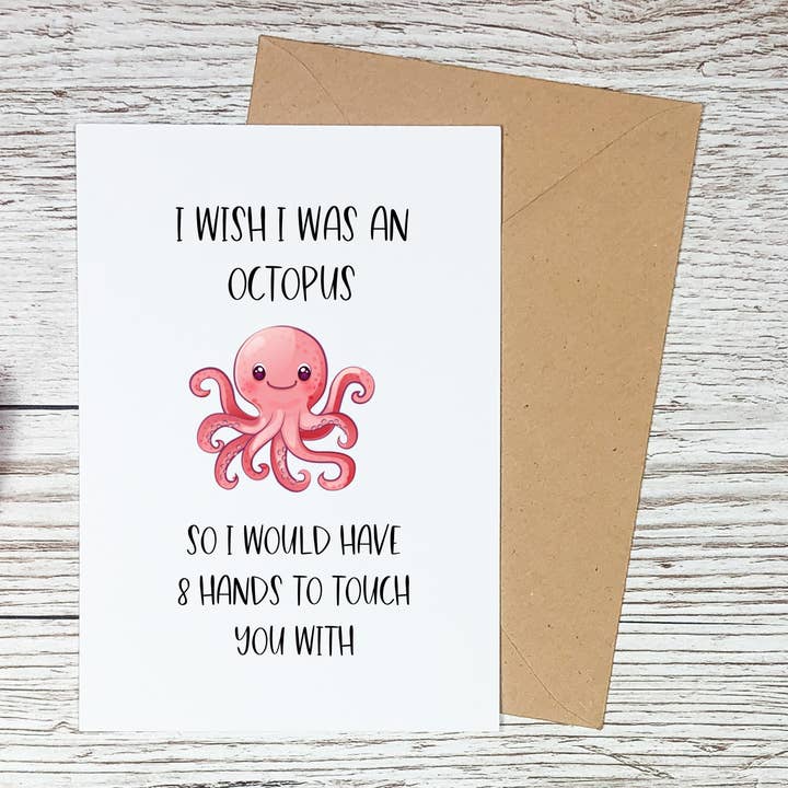 Tarjeta de amor divertida con pulpo para venta al por mayor de Sorry Not Sorry Co