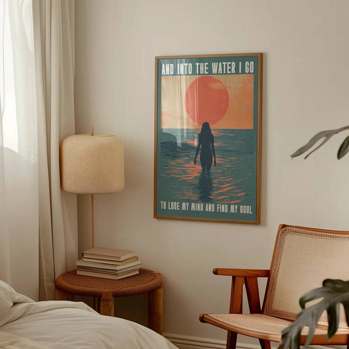 Into The Water I Go To Lose My Mind And Find My Soul Print for wholesale by Mother & Sun Studio