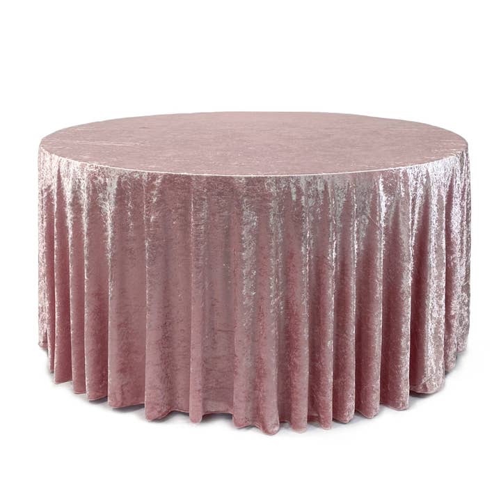 120 Inch Round Crushed Velvet Tablecloth Dusty Rose for wholesale by YOUR CHAIR COVERS