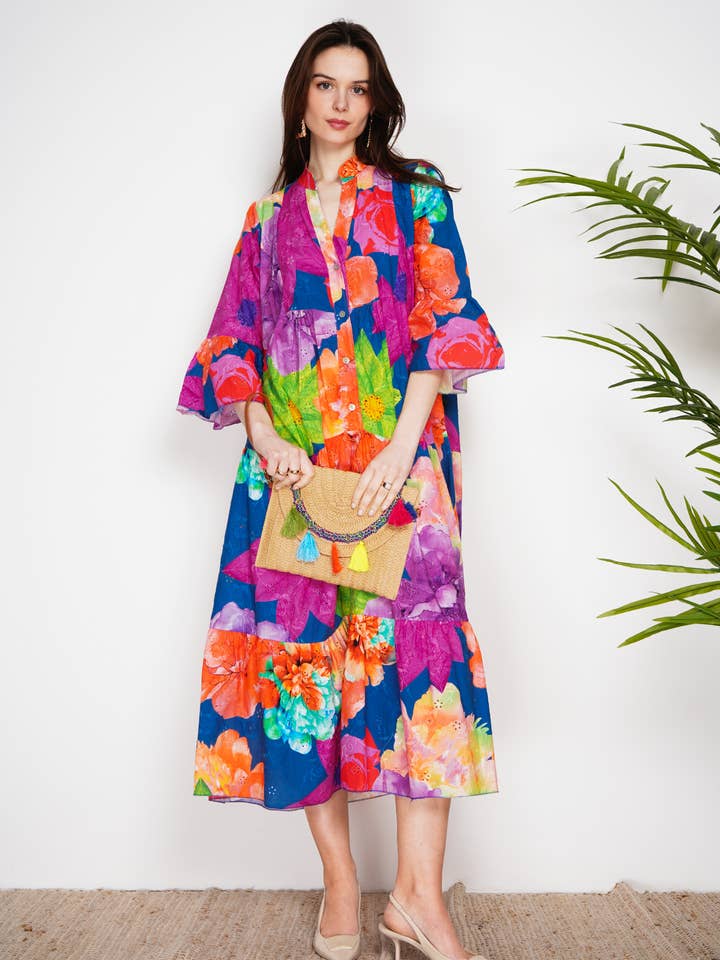 NOELINE - Wholesale Dress - Women's - Embroidered Eyelet Print Dress 10681SG-6