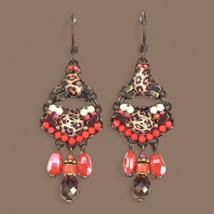 Orecchini di cristalli Pantera Arancione per la vendita all'ingrosso da parte di melizijewelry