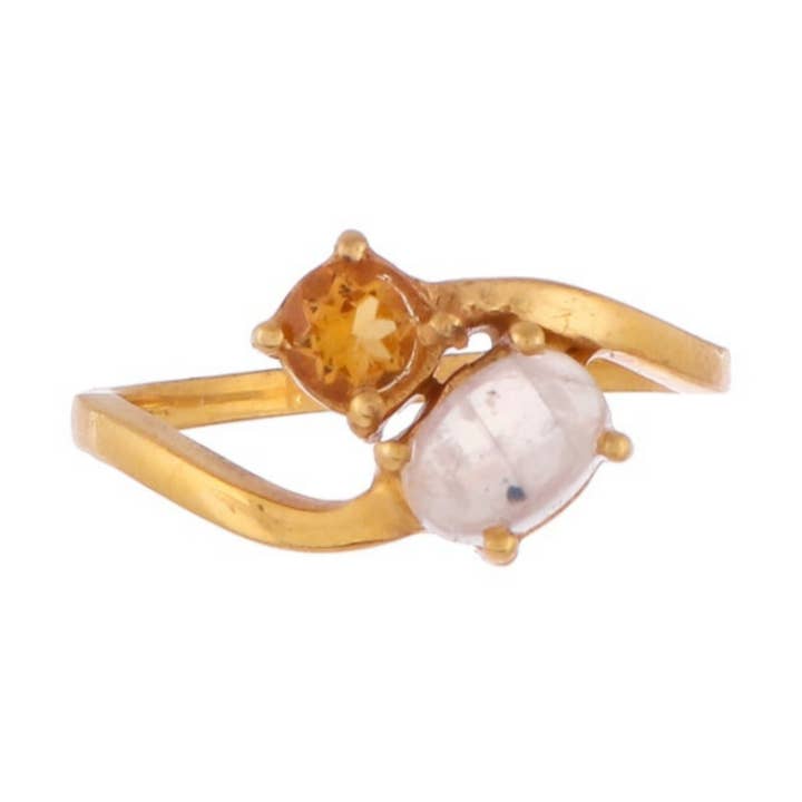 Citrine Moonstone Gold Plated Ring, Minimal Dainty Accessory for wholesale by Misteerious Seed