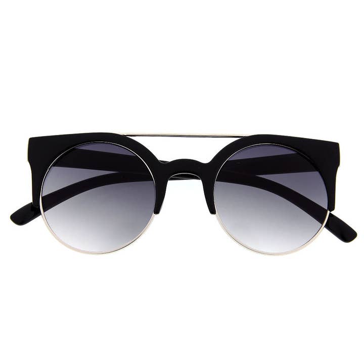 grinderPUNCH Retro Circle Round Half Frame Aviator Bar Sunglasses for wholesale by grinderPUNCH