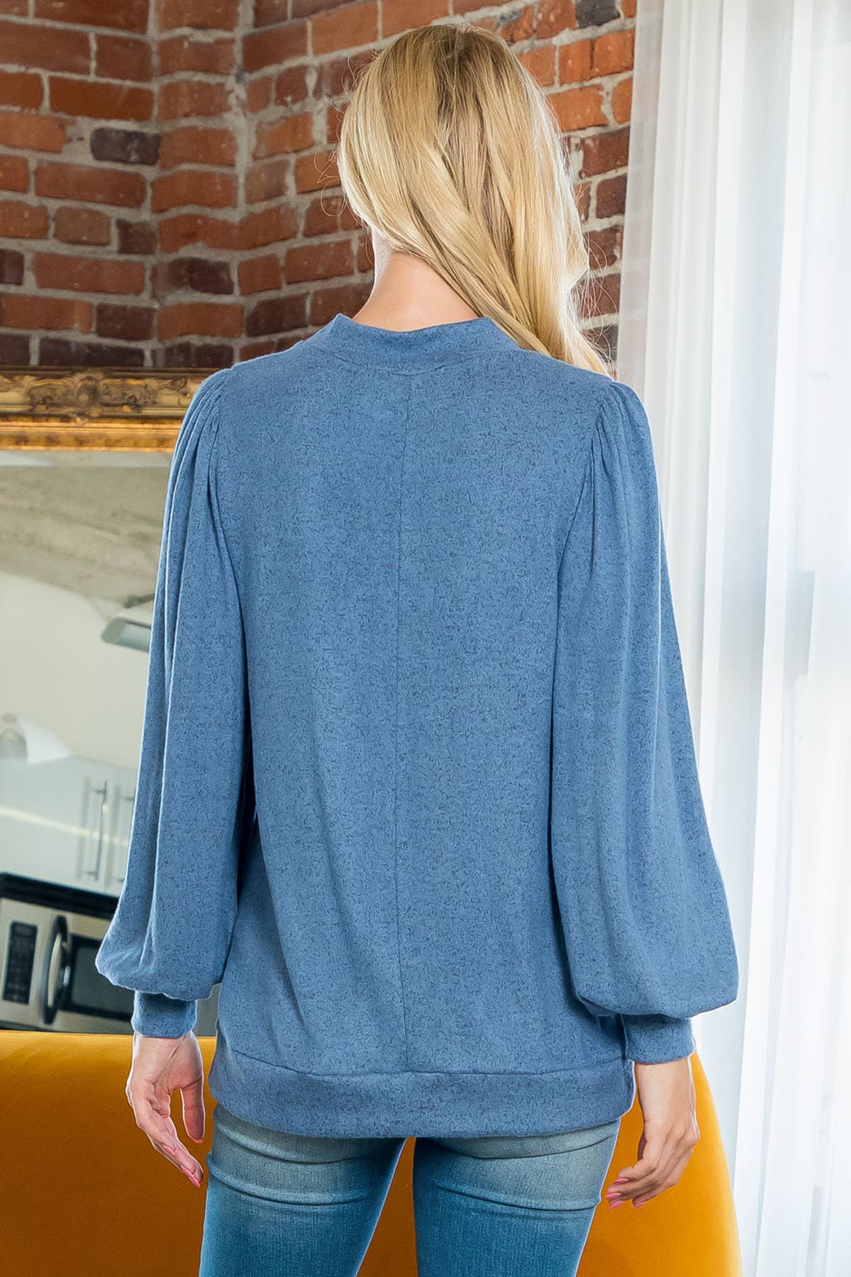 You & Me - Vente Haut en maille – femme - VENTE ! ! ! PPT21143 - HAUT À MANCHES BOUFFANTES À COL ROND - ANTHRACITE57